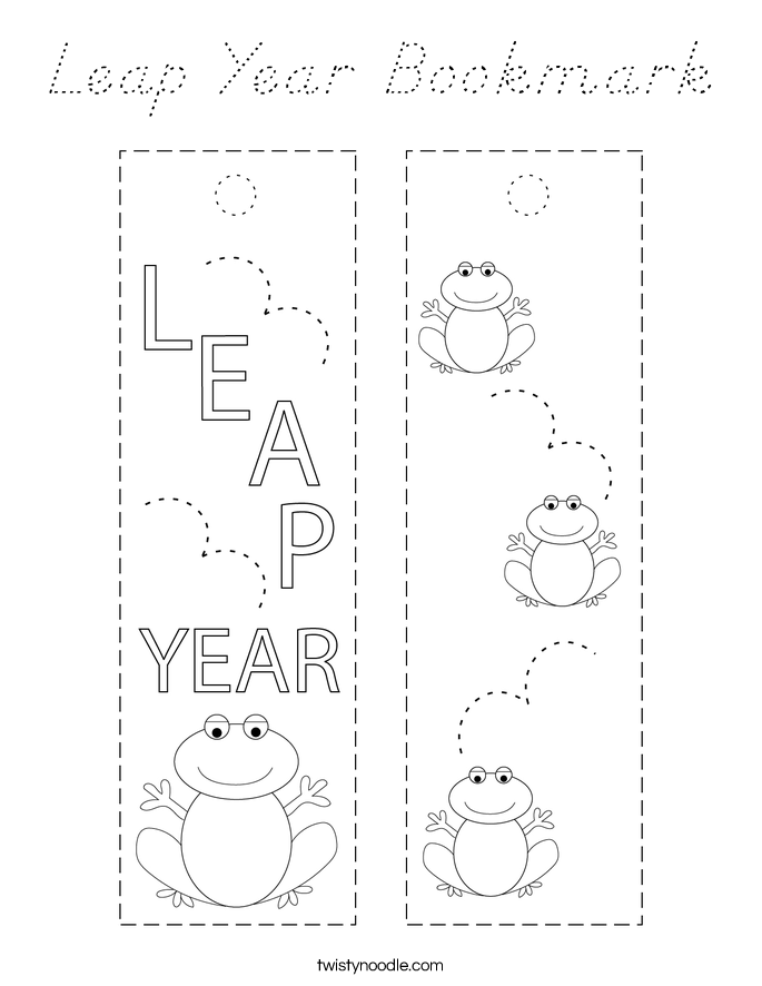 Leap Year Bookmark Coloring Page