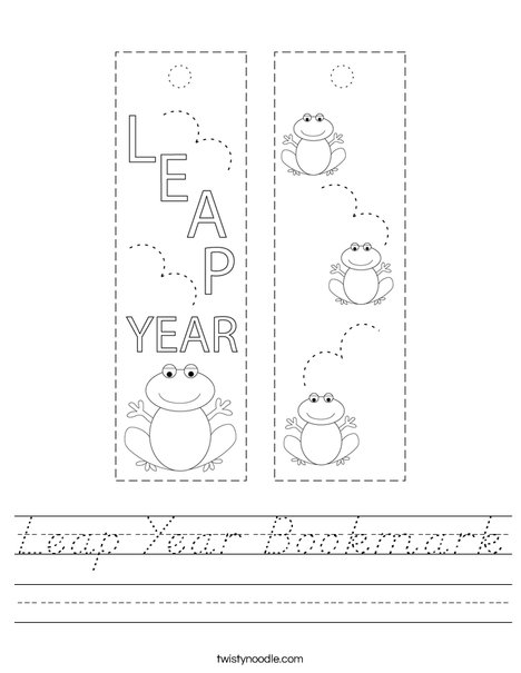 Leap Year Bookmark Worksheet