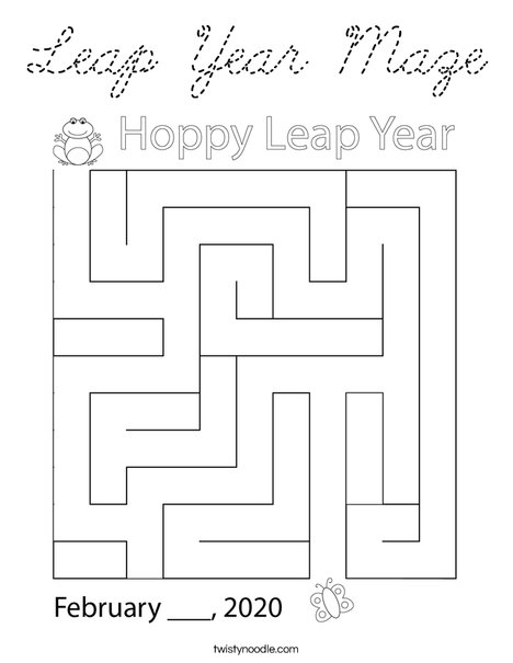 Leap Year Maze Coloring Page