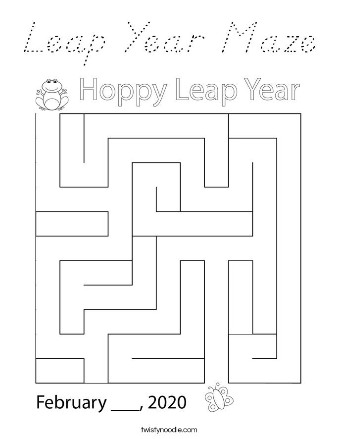 Leap Year Maze Coloring Page