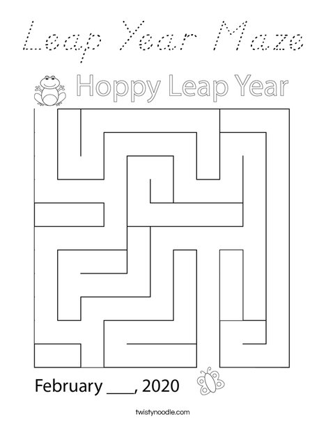 Leap Year Maze Coloring Page