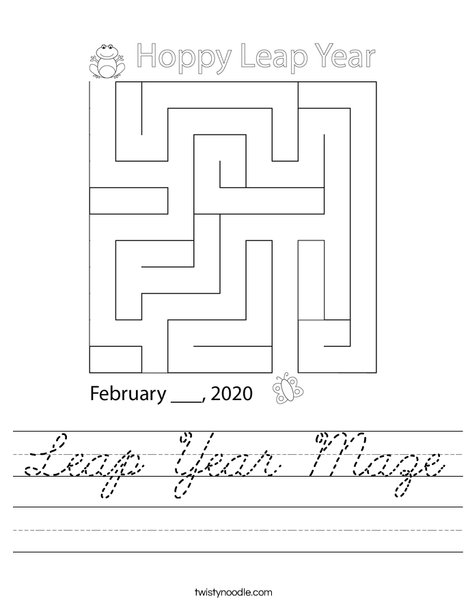 Leap Year Maze Worksheet