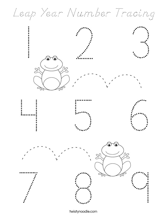 Leap Year Number Tracing Coloring Page