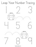 Leap Year Number Tracing Coloring Page