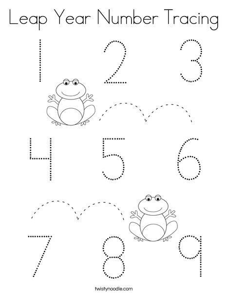 Leap Year Number Tracing Coloring Page