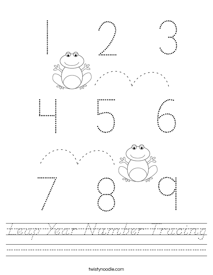 Leap Year Number Tracing Worksheet