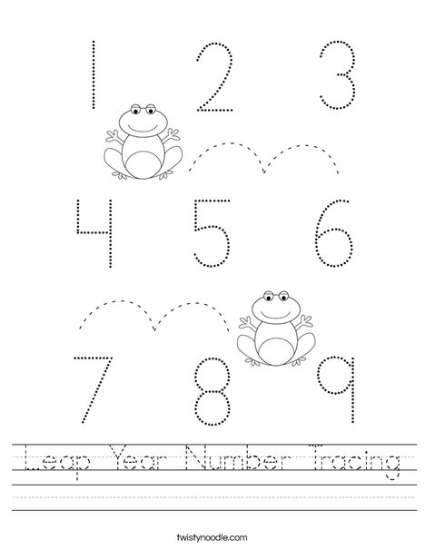 Leap Year Number Tracing Worksheet
