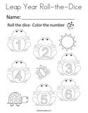 Leap Year Roll-the-Dice Coloring Page