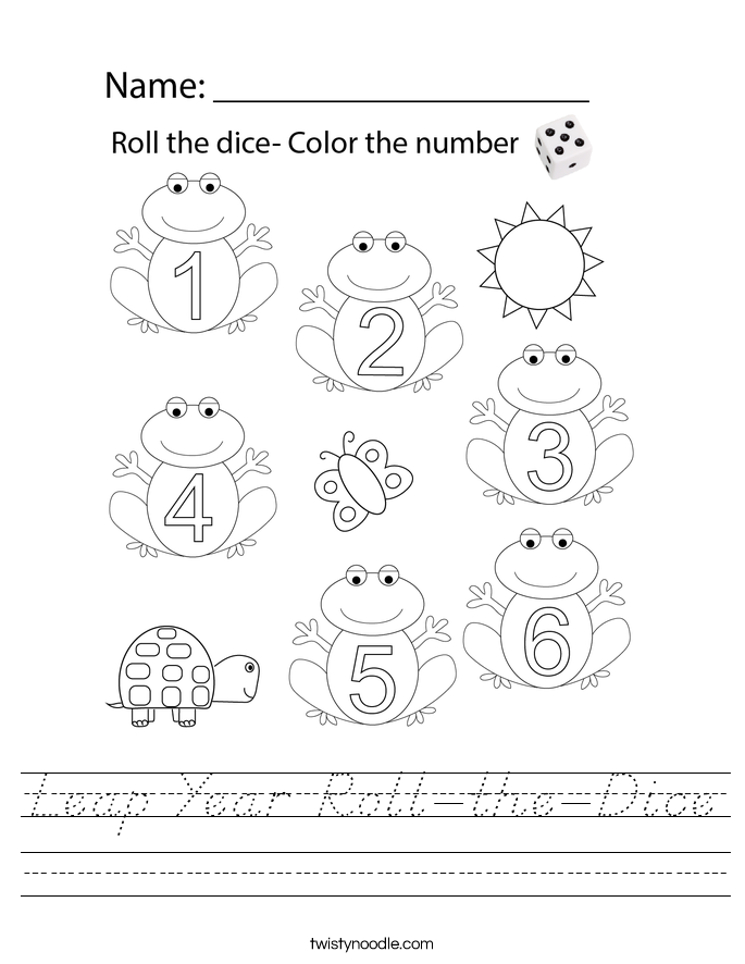 Leap Year Roll-the-Dice Worksheet