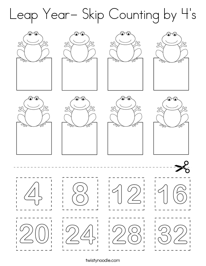 Leap Year- Skip Counting by 4's Coloring Page