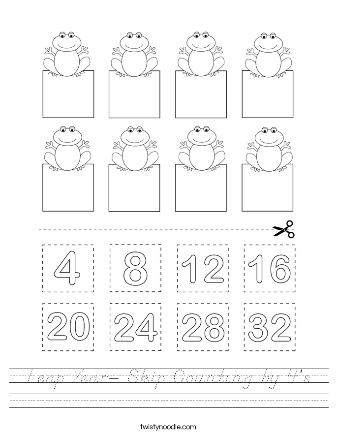 Leap Year- Skip Counting by 4's Worksheet