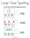 Leap Year Spelling Coloring Page
