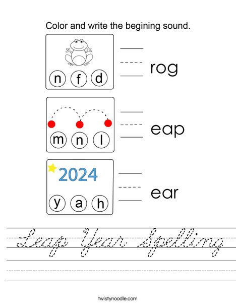 Leap Year Spelling Worksheet