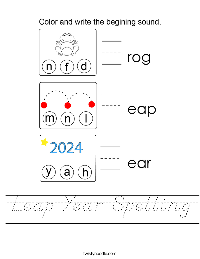 Leap Year Spelling Worksheet