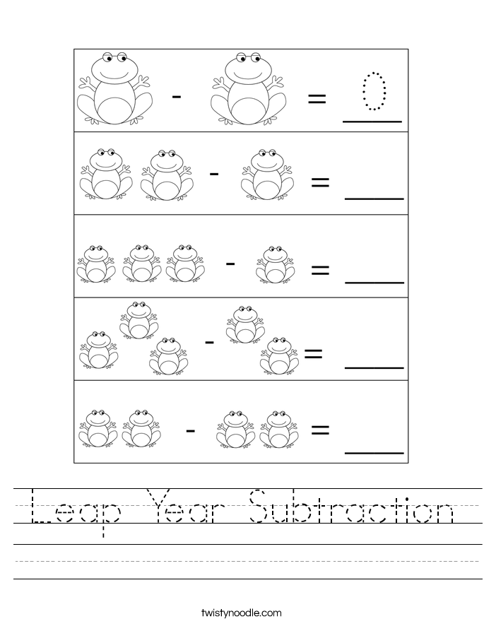 Leap Year Subtraction Worksheet