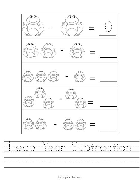 Leap Year Subtraction Worksheet