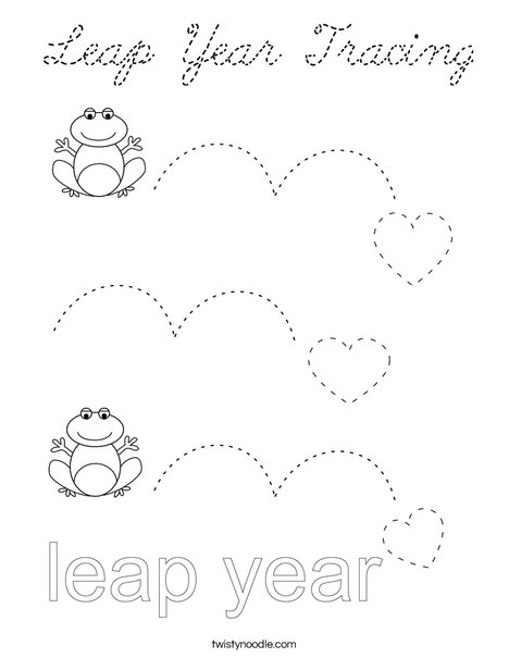 Leap Year Tracing Coloring Page