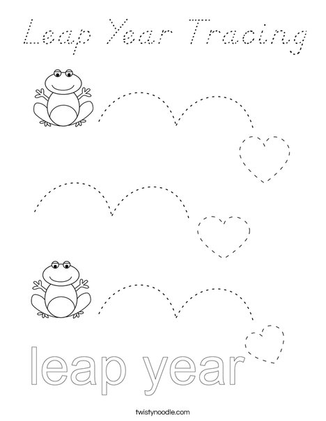 Leap Year Tracing Coloring Page