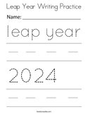 Leap Year Writing Practice Coloring Page
