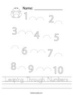 Leaping Through Numbers Handwriting Sheet