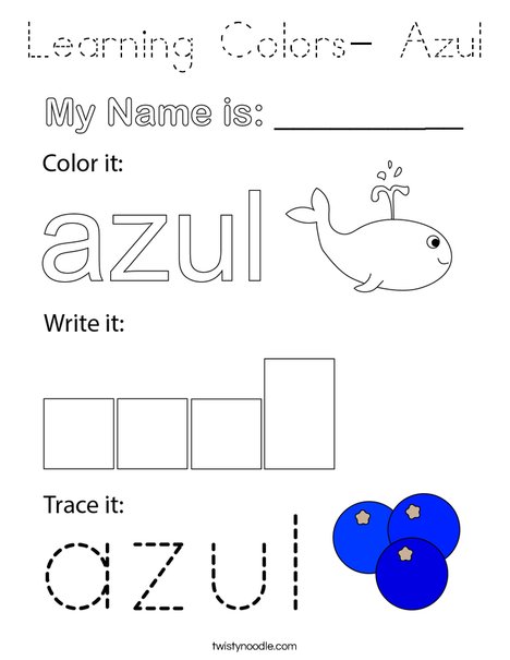 Learning Colors- Azul Coloring Page
