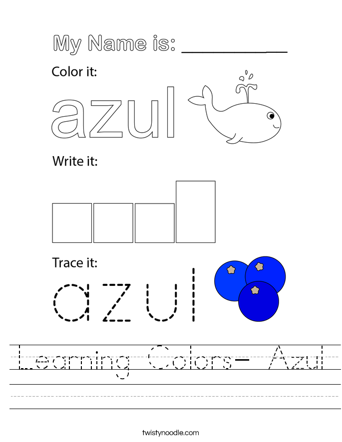 Learning Colors- Azul Worksheet