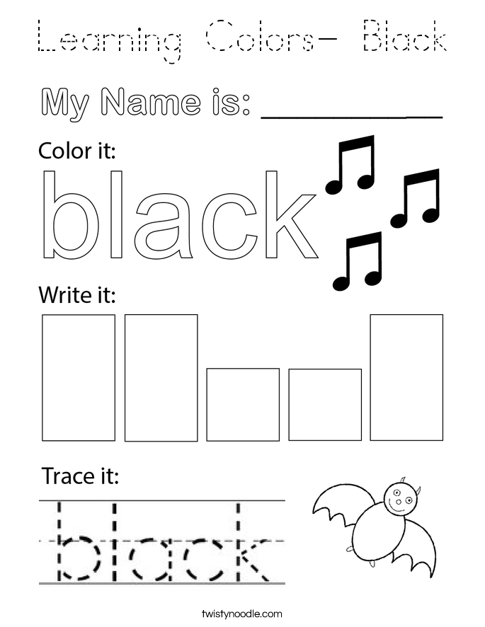 Learning Colors- Black Coloring Page