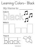 Learning Colors- Black Coloring Page