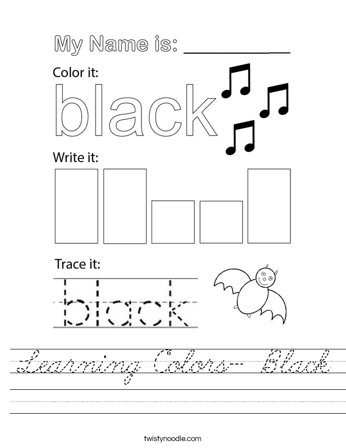 Learning Colors- Black Worksheet