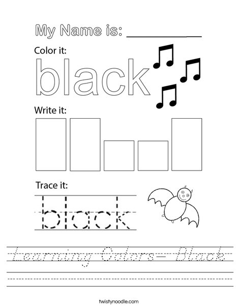 Learning Colors- Black Worksheet