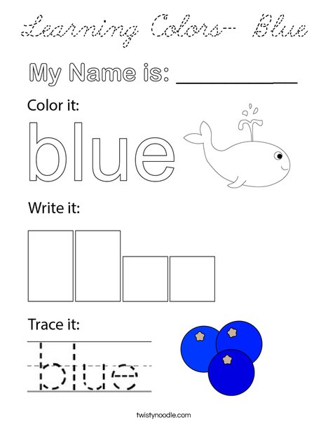 Learning Colors- Blue Coloring Page
