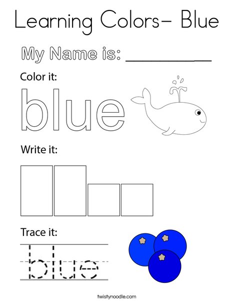 Learning Colors- Blue Coloring Page