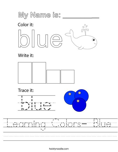 Learning Colors- Blue Worksheet - Twisty Noodle learning-colors-blue-worksheet-twisty-noodle