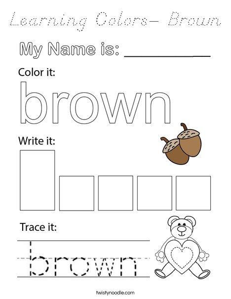 Learning Colors- Brown Coloring Page