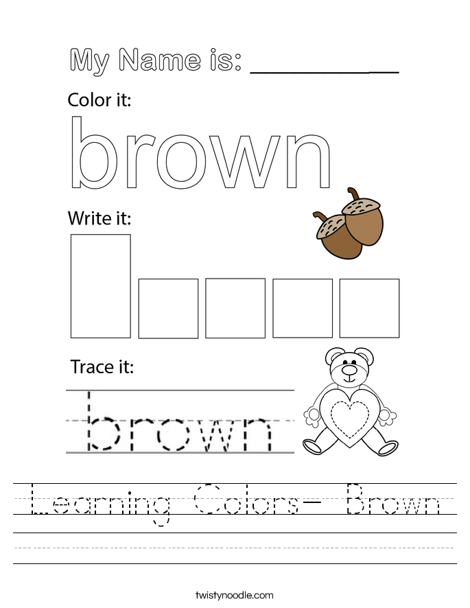 Learning Colors Brown Worksheet Twisty Noodle Learning Colors Brown Worksheet Twisty Noodle