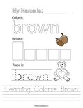 Learning Colors- Brown Worksheet