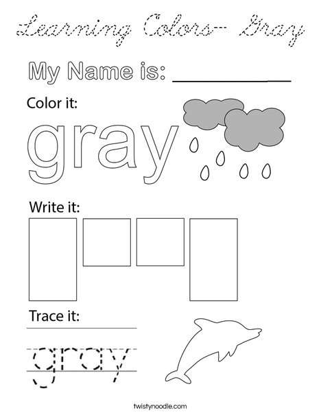 Learning Colors- Gray Coloring Page