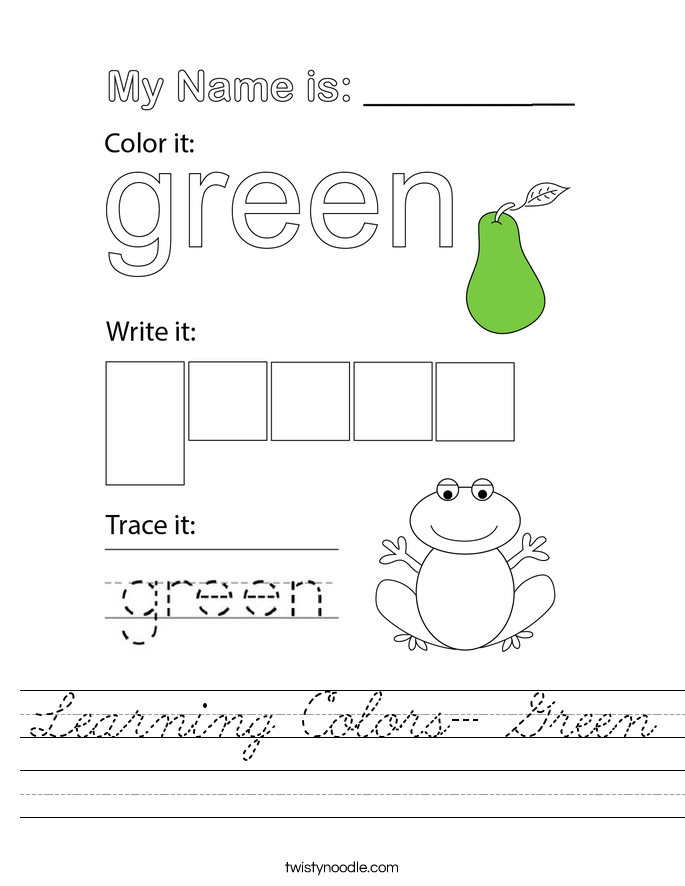 Learning Colors- Green Worksheet