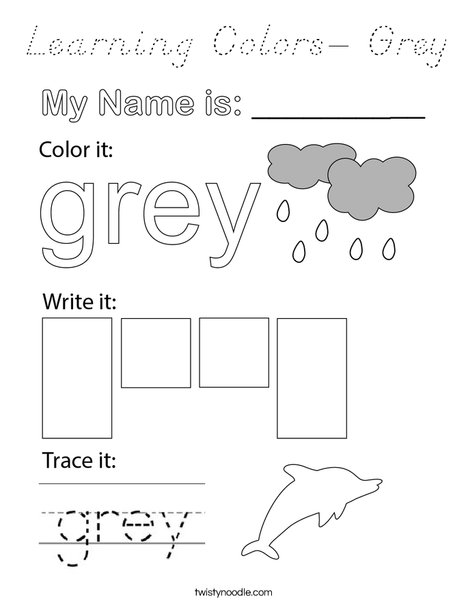 Learning Colors- Grey Coloring Page