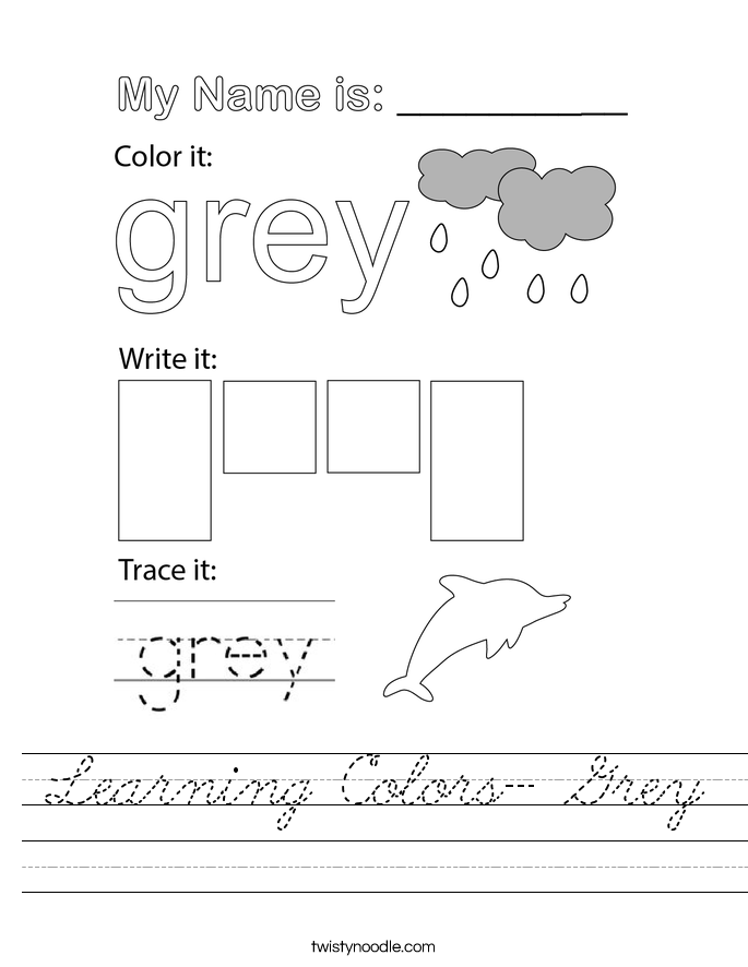 Learning Colors- Grey Worksheet