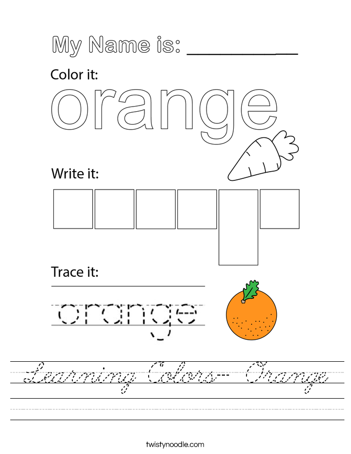 Learning Colors- Orange Worksheet