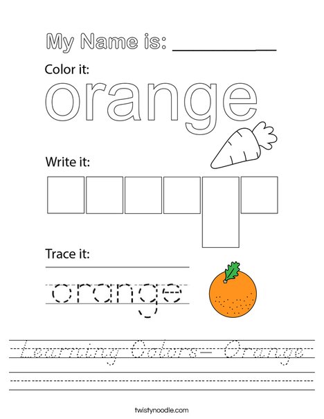 Learning Colors- Orange Worksheet