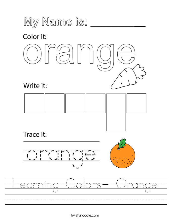 Learning Colors Orange Worksheet Twisty Noodle Learning Colors Orange Worksheet Twisty Noodle