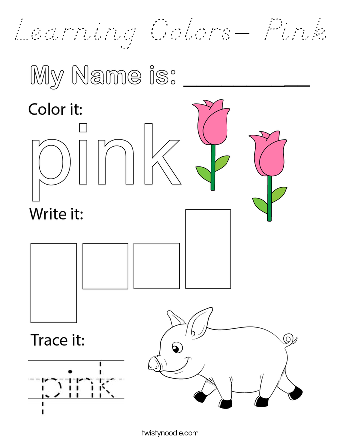 Learning Colors- Pink Coloring Page