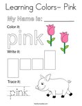 Learning Colors- Pink Coloring Page
