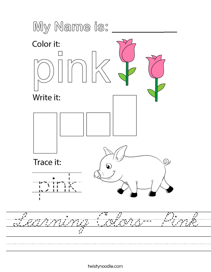 Learning Colors- Pink Worksheet