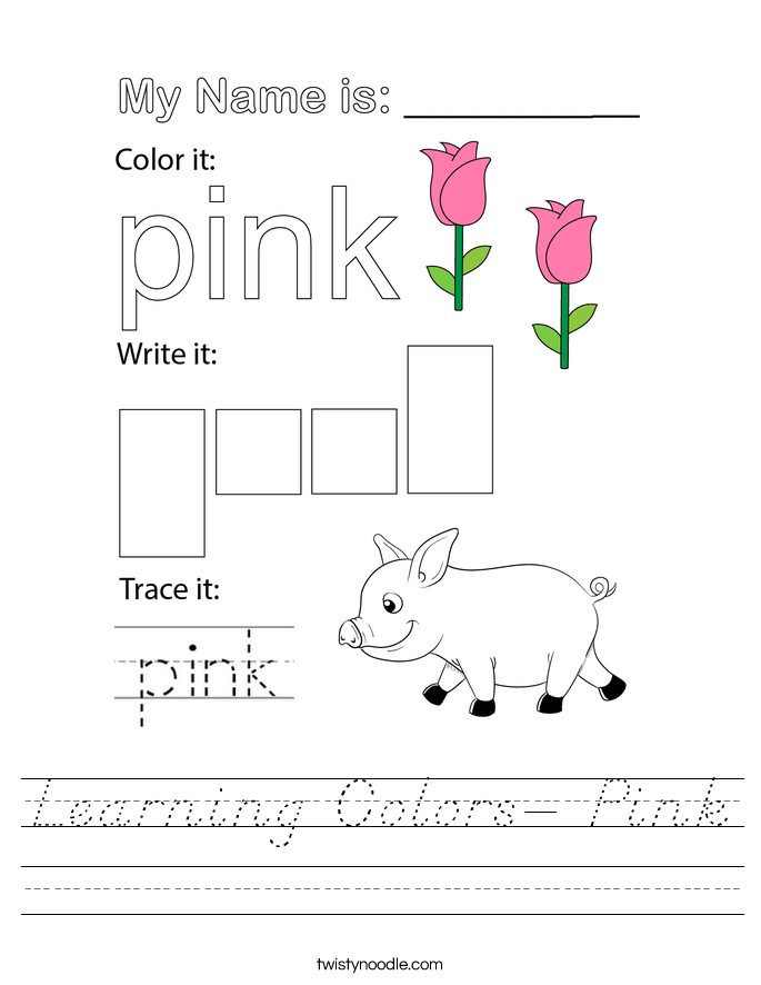 Learning Colors Pink Worksheet D Nealian Twisty Noodle Learning Colors Pink Worksheet D Nealian Twisty Noodle