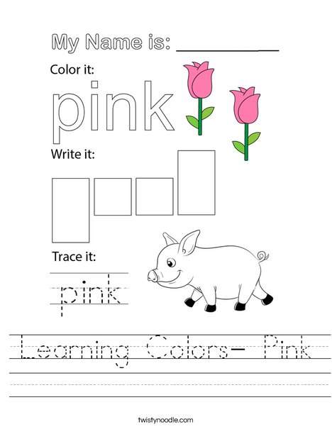 Learning Colors- Pink Worksheet - Twisty Noodle