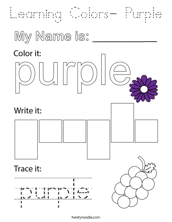 Learning Colors- Purple Coloring Page