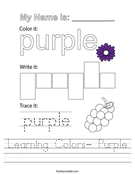 Learning Colors- Purple Worksheet
